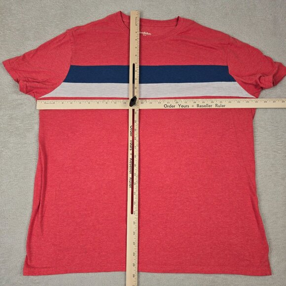 Goodfellow Shirt Mens Extra Large Coral Chest Stripes Colorblock Stripe Casual - Picture 3 of 7